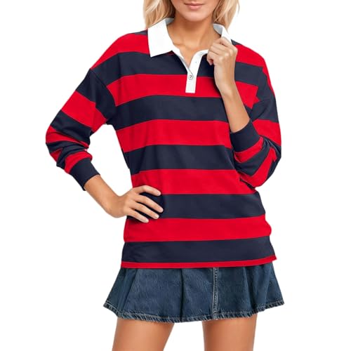 T-shirt rayé manches longues à col rabattu pour camoufler les complexes avec élégance