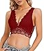 YIANNA Donna Reggiseno Pizzo Senza Imbottitura e Ferretto Comfy Bra Senza Giunte Lace Bralette Tops Floreale Rosso,UK-YA8336-Red-2XL