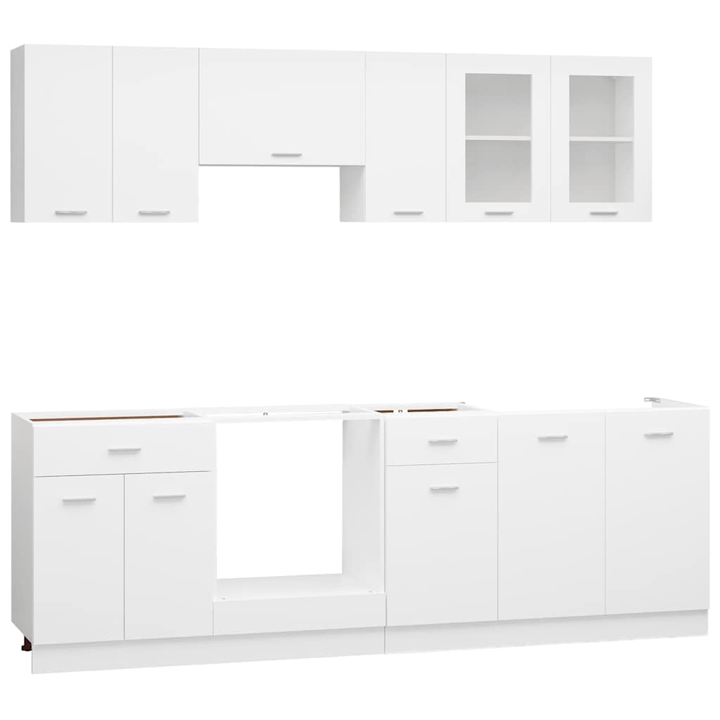 vidaXL Conjunto de armarios de Cocina de 8 Piezas Lyon de Madera de ingeniería Blanca