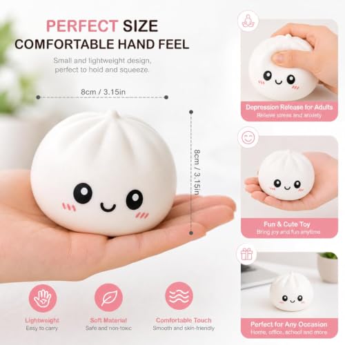 Image of Dumpling Squishy Mystery Box | Cute Big Squishy Dumpling Stress Ball | Fidget Sensory Toy for Adults Anxiety Relief Cute Big Squishy Dumpling Stress Ball Squishy Dumpling Squishy Stress Relief