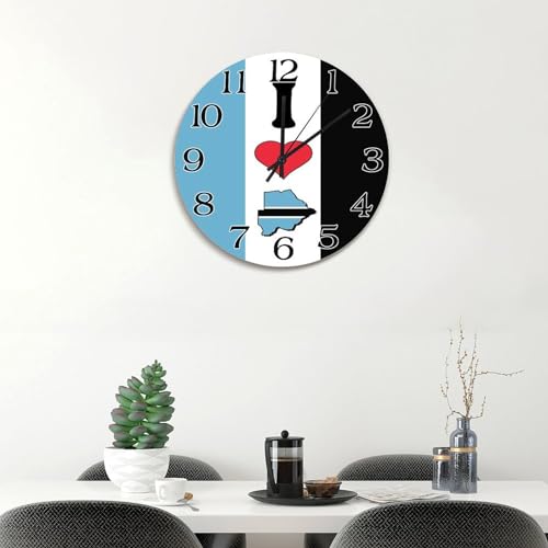 Horloge murale en bois Botswana de 38 cm rustique et silencieuse à piles