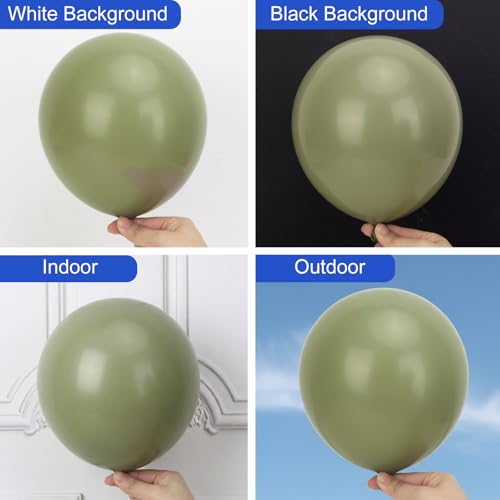 Image of RUBFAC 135pcs Sage Green Balloons, Latex Olive Dusty Green Balloon Different Sizes 18 12 10 5 Inch for Garland Arch Birthday Party Graduation Baby Shower Wedding Safari Jungle Boho Decoration