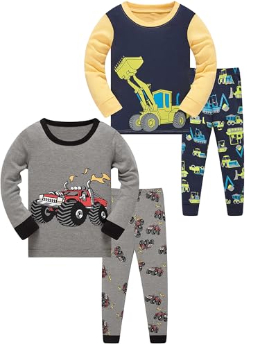 SOIBEEN Pyjamas für Jungen Dinosaurier Nachtwäsche Baumwolle Kleinkind Kleidung Kinder Nachtwäsche Langarm PJs Set 4-teiliges Outfit 1-12 Jahre