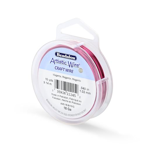 Image of Artistic Wire, 18 Gauge Tarnish Resistant Colored Copper Craft Wire, Magenta, 10 yd
