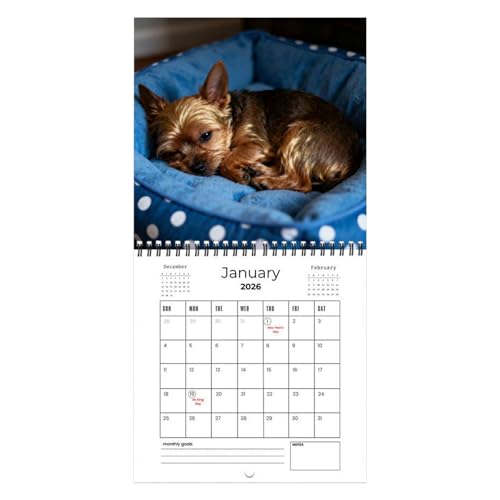 Calendario De Perros 2026 | Planificador Y Organizador Mensual De 12 Meses Para Planificación Y Organización,Planificador Mensual Decorativo,Para Dormitorio Salon Cocina Aula Sala De Reuniones Y Vacac