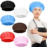 FZBNSRKO 6 Pcs Chef Hats,Cooking Chef Hat,Elastic Chef Hat Adjustable Kitchen Cooking Chef Cap Food Service Caps Unisex Chef Hats for Adults(Mixed Color)