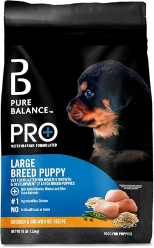 Pure Balance Pro+ Chicken & Brown Rice Large Breed Puppy Food, High Protein, DHA, Immune & Bone Support, 16 lbs Dry Dog Food
