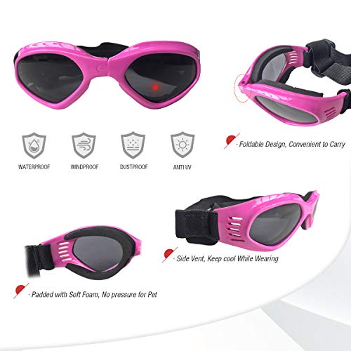 Petleso Dog Goggles Medium Breed, Pet Sunglasses for Medium Dogs Eye Protection Windproof, Pink - Image 4