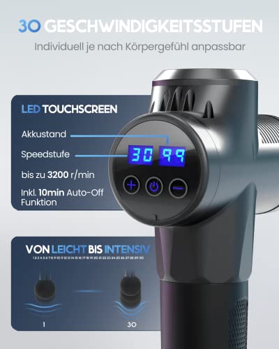 HELDENWERK Massagepistole inkl. 7 Massageköpfen & 30 Geschwindigkeiten I Muskel Massage-Gun mit USB-C Anschluss und Hitzekopf I Muskel Massagegerät, Massagegun, Muskelmassagepistole, Muskelpistole - Image 3