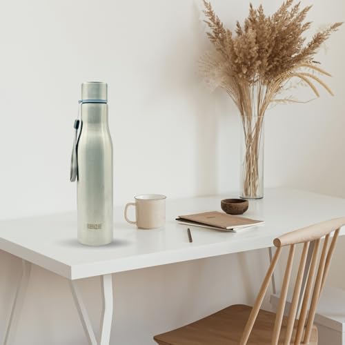 Image of KEMP DELIZIO Edition Stainless Steel Fridge Water Bottle 1000 ML | 1 L | Single Walled | Office | Gym | Travelling | Leak Proof LID | ECO Friendly | BPA Free | for Adult, Kids (BRITA-6 Pack)