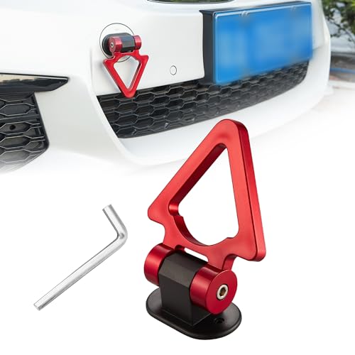 TOMALL Car Tow Hook Red Universal Decorative V Shape Racing Style Trailer Hook Sticker for Car Bumper (ONLY Decoration)