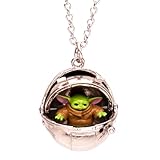 スターウォーズ グログ プラム 3Dネックレス - 公式ディズニー+ Lucafilms マンダロリアンシリーズ3 Grogu AKA Baby Yoda/The Child ペンダントネックレス - 2cm x 2.5cm