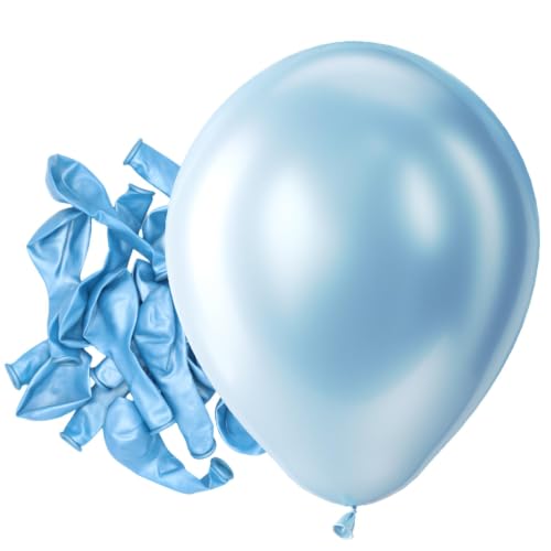 Image of Bezente Pearl Light Blue Latex Party Balloons 150 Pack 5 inch