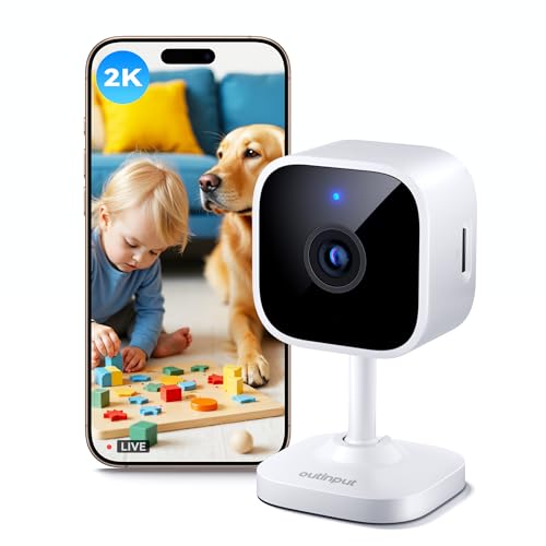 Outinput 2K/3MP Plug-in Überwachungskamera Innen, WLAN Indoor Kamera mit IR-Nachtsicht, Hundekamera mit App, Bewegung&Geräusch-Erkennung,...