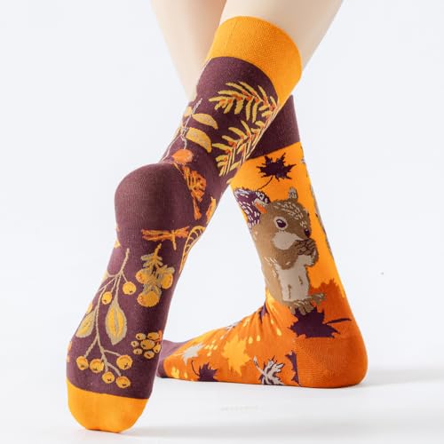 Image of 2 Pairs Cartoon Animal Crew Socks Fun Cotton Mid Calf Socks for Women