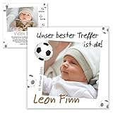 Unser-Festtag Unser bester Treffer Dankeskarte zur Geburt für Jungs Danksagung Karten bedanken mit Baby-Fotos, Text änderbar - 90 Karten