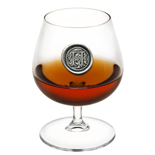 English Pewter Company 14.5oz Brandy Cognac Snifter Glass With Monogram Initial - Personalized Gift With Your Choice of Initial (H) [MON208]