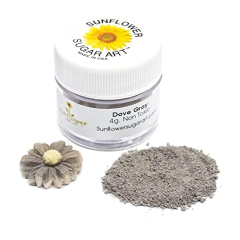 Sunflower Sugar Art Dove Gray Petal Dust Food Coloring - Premium Gray Matte Powder Cake Accessories for Fondant and Gumpaste - 4 Grams Non-Toxic Baking Stuff for Cake Decoration Cover