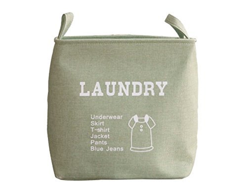 Generic Multipurpose Oxford Fabric Square Shaped Foldable Open Laundry Storage Basket with Handle (35.5x36x27cm, Green)