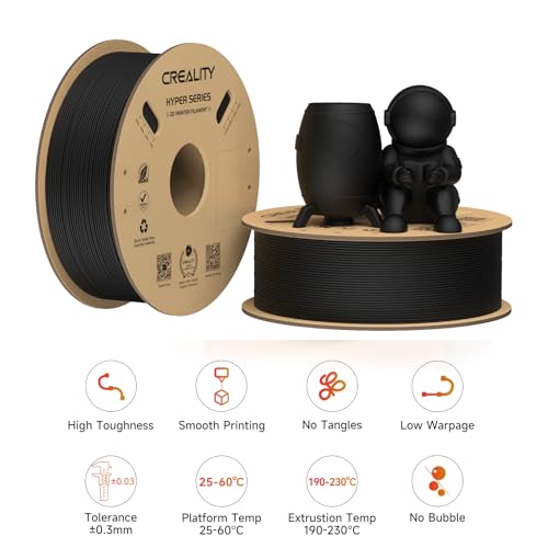 Image of Creality Hyper PLA Filament 1.75mm, 3D Printer PLA Filament 600mm /s High-Printing Speed 1kg(2.2lbs) Design for Creality K1, K1C, K1 Max, Ender 3 V3 SE /KE /Plus 3D Printers (Black)