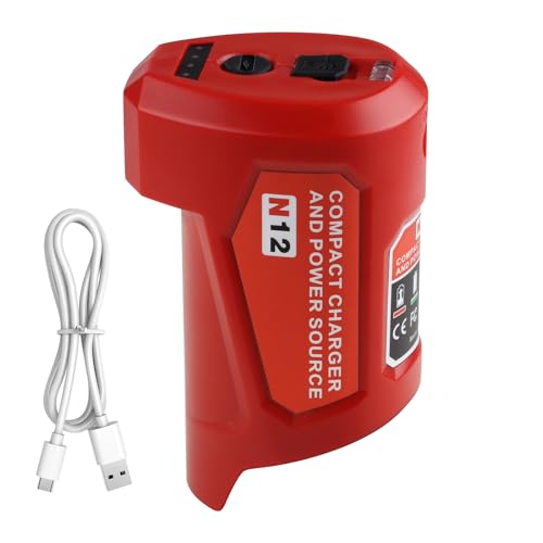 Powilling 12V Power Source Adapter for N12 Battery Charger with USB & Type-C Fast Charging Compatible with Mil-Waukee Heated Jacket 45-59-1201