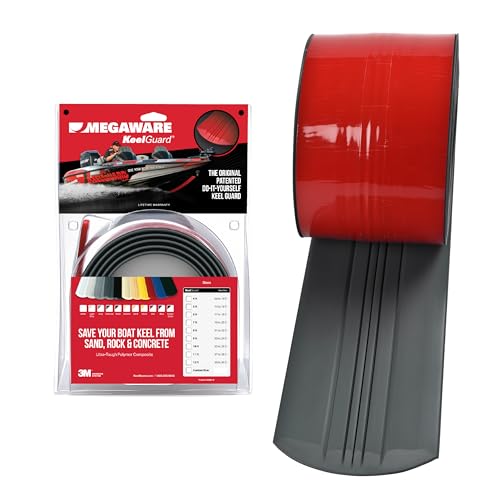 MEGAWARE KEELGUARD USA-Made, Original DIY Keel Guard, 5-Inch Wide, 4-12ft Sizes, 11 Colors, Complete Install Kit with Primer, Hull Protector, for Fiberglass and Some Aluminum Boats (Charcoal)