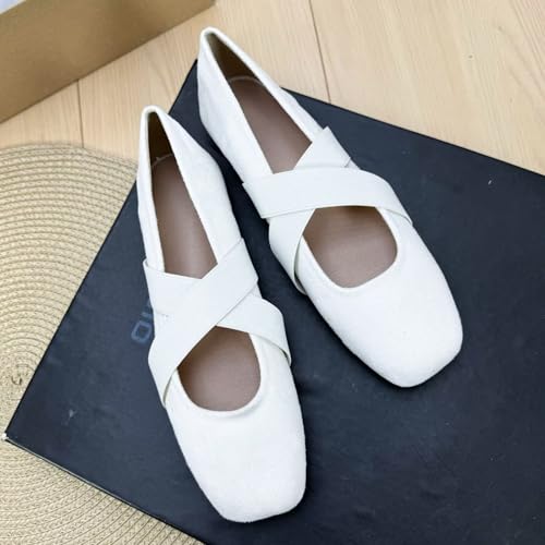 Stunner Women's Mary Jane Ballet Flats Retro Square Toe Cross Strap Dress Flats Comfortable Walking Flat Shoes2