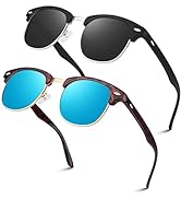 Polarized Sunglasses for Men Women Semi-Rimless Retro Driving Sun Glasses 100% UV400