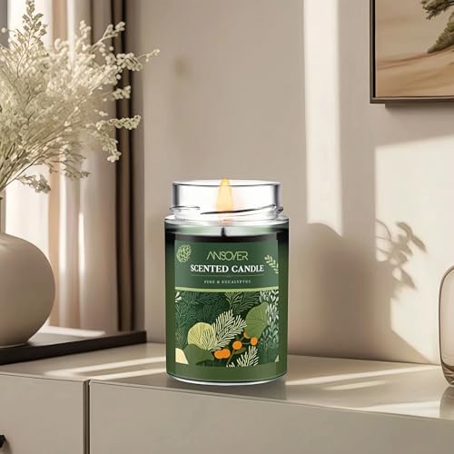 Scented Soy Candles, Aromatherapy Jar Candles for Home Scented, Long Lasting Candles with 65+ Hour Burn Time 11oz, Candle Gifts Soy Candles Scents of (Pine & Eucalyptus) - Image 6