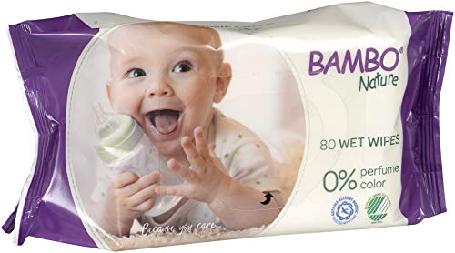 Bambo Nature Wet Wipes, Newborn Essentials, Eco-Friendly Baby Wipes, Gentle & Soft Wipes, Moisturising & Skin-Friendly Wet Wipes - 80 Wipes (Packaging may vary) (Pack of 2)