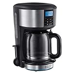 Russell Hobbs Buckingham Filter Coffee Machine, 1.25L Carafe/10 Cups, 1-4 Cup Brewing Option, Fast Brew, 24hr Timer, 40min Keep Warm, Pause & Pour, Washable Filter, Auto Clean, 1000W, 20681