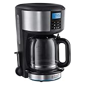 Russell Hobbs Buckingham Filter Coffee Machine, 1.25L Carafe/10 Cups, 1-4 Cup Brewing Option, Fast Brew, 24hr Timer, 40min Keep Warm, Pause & Pour, Washable Filter, Auto Clean, 1000W, 20680