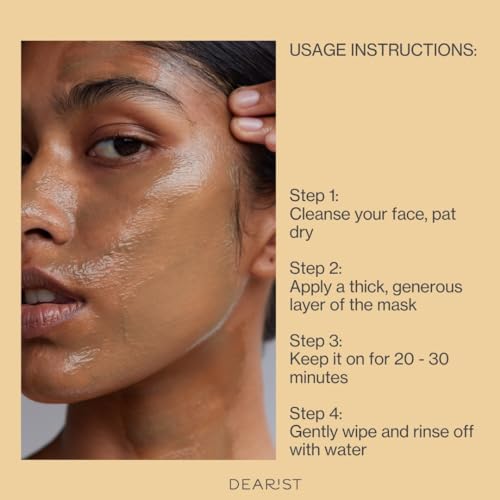 Image of Dearist Brightening Clay Face Mask with Amla (Vitamin C), Cica & Liquorice, De-Tan, Deep Cleanse, Even Skin Tone, Kaolin Clay Mask for Oily, Sensitive & All Skin Types, Clinically Tested, 100g