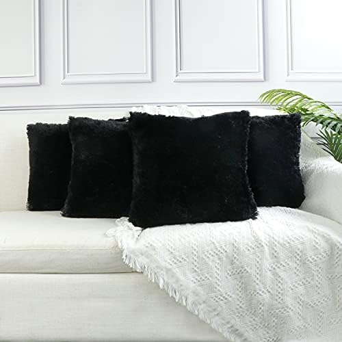 Sea Soft Lion Velvet Throw Pillow Case Cushion Cover Fashion Home Decorative Pillowcase 4-pack (Grey)