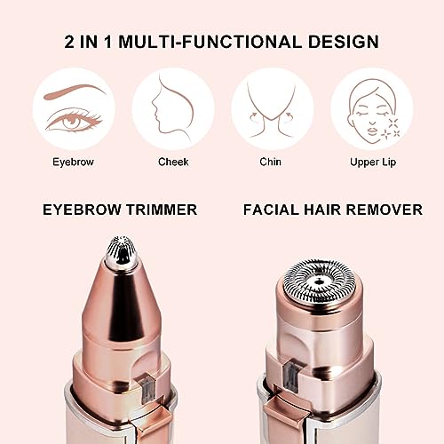 Image of SOLIMPIA Women's Facial Hair Remover, 2-In-1 Epilator With Built-In Led Light And Usb Charging, Suitable For Eyebrows, Lips, Cheeks, Chin And Neck, Hypoallergenic