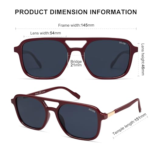 Image of SOJOS Retro Aviator Sunglasses for Women Men,Trendy Rectangle Womens Mens Shades Sun Glasses SJ2202