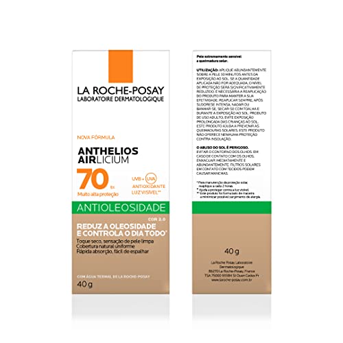 La Roche-Posay, Anthelios Airlicium, Protetor Solar Facial Antioleosidade com Cor 2.0, Efeito Matte,