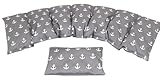 MARITIM ANKER Kirschkernkissen 2 er Set Langes 67 x 18 cm 7 Kammer + kleines Körnerkissen Wärmekissen XXL Schulterkissen Nackenkissen Mikrowelle + Backofen (Grau Anker, Dinkel)