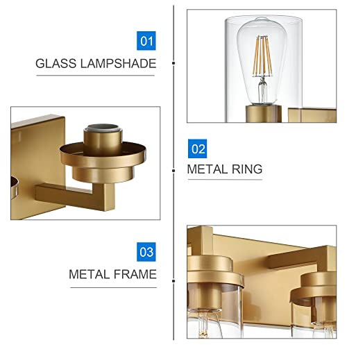 Image of MELUCEE 6-Light Vanity Lights for Bathroom 45.3 Inches Length, Modern Bathroom Light Fixtures Wall Mount with Clear Glass Shade for Vanity Table /Over Sink /Kitchen, E26 Base