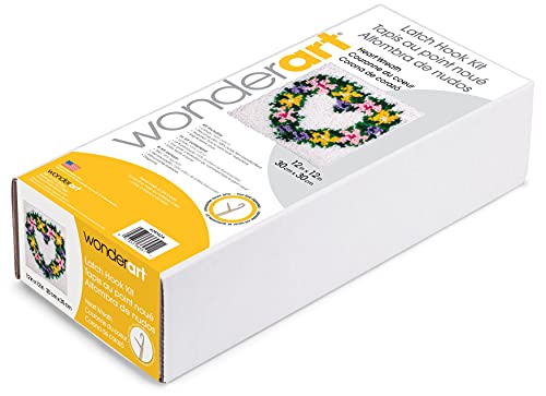 Image of WonderArt Heart Wreath Latch Hook Kit, 12 inch X 12 inch