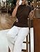 ZESICA Women's 2026 Summer Cap Sleeve Blouse Mock Neck Business Casual Tops Spring Dressy Tunic Work Shirts Brown X-Large
