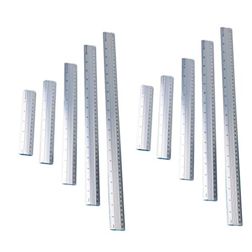 STOBOK 10 Pcs Kit RÃ©gua de Metal de AlumÃ­nio Multi-Color 15 20 30 40 50Mm Profissional RÃ©gua de M
