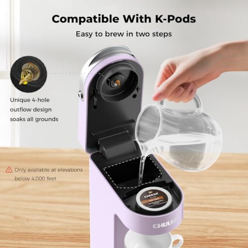 Image of CHULUX Compact Single Serve Coffee Maker Brewer for K Cup Pod, Light Violet