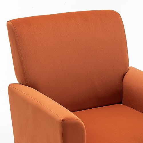 Container Furniture Direct Contemporary Accent Arm Chair with Birch Wood Frame and Velvet Upholstery, Armchair for Office and Living Room Decor, Removable Cushions, Orange by Container Furniture Direct - Used condition - Image 2