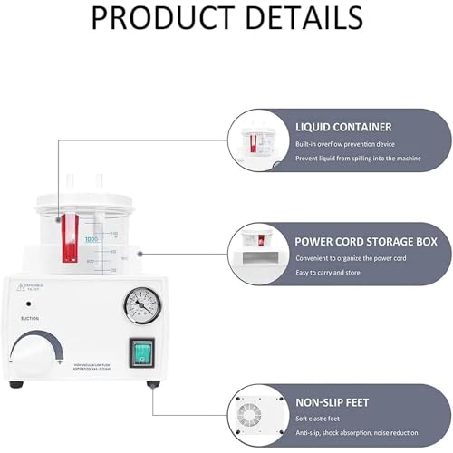 Máquina de succión portátil, aspirador médico de 11 l/min para eliminación de flema y moco oral, dispositivo extractor de saliva para el cuidado del hogar