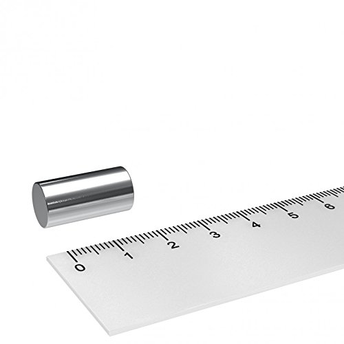 50 x Neodym Stabmagnet, 10x20mm, vernickelt, Grade N45, magnetisiert durch 20mm