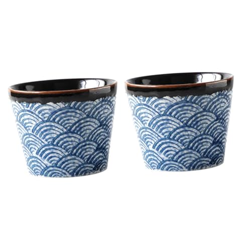 GLEAVI 2 Piezas Tazas de Sake Japonesas de Cerámica Esmaltada Unidades de Diseño Elegante con para Servir Sake o Té Casa o Restaurante