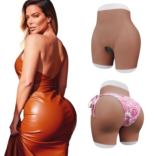 xlesumask Silicone Hip Enhancer Pads for Women Butt Lift Shapewear Body Shaper for Curvy Enhancement Butt Pants fake butt Brown