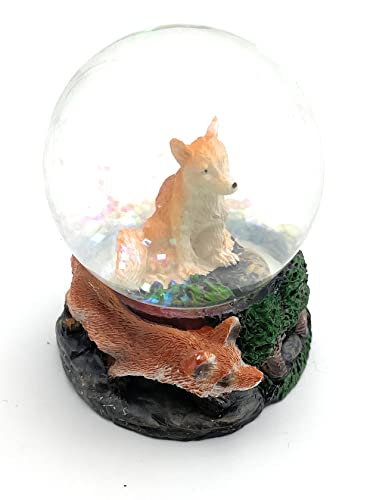 Onwomania Fuchs Rotfuchs Wildhound Boule à neige à paillettes Hauteur 6,5 cm Multicolore