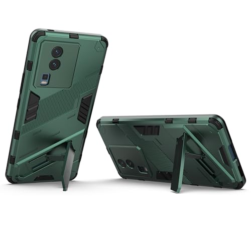 Image of Back Case Cover Compatible for Iqoo Neo 7 Pro 5G, Iqoo Neo 7 5G | 360 Degree Protection | Camera Protection | Kickstand Case | Shockprof Case | (Green)
